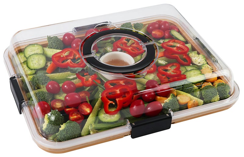 Renmxj Charcuterie Board with Clear Lid  Travel Portable Cheese Board Charcuterie Boxes Cutting Boards for Kitchen  House Warming Gifts New Home  Gifts for Women (1 Compartments Black) - Image 1